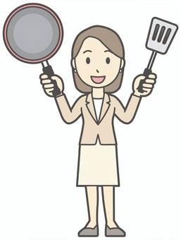 カジュアルスーツ女性-419-全身  カジュアルスーツ女性-419-全身 フライパン,会社員,女性,スーツ,ビジネス,仕事,ol,人,大人,ビジネスウーマンのイラスト素材