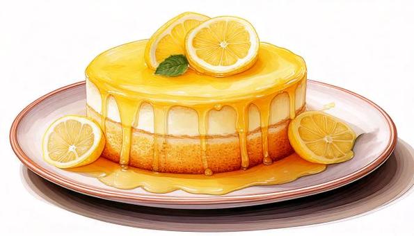 Lemon cake, JPG Lemon cake, cake, lemon, watercolor painting, JPG