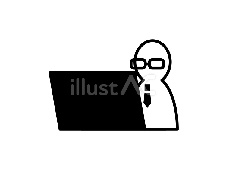 PCを操作するビジネスマンアイコン パソコン,人物,作業のイラスト素材