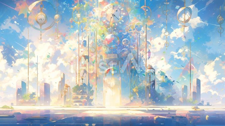 幻想的な時計塔 幻想的,時計,塔のイラスト素材