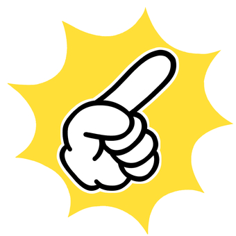 Pointing one point attention mark, icon, illustration, one point, JPG and PNG