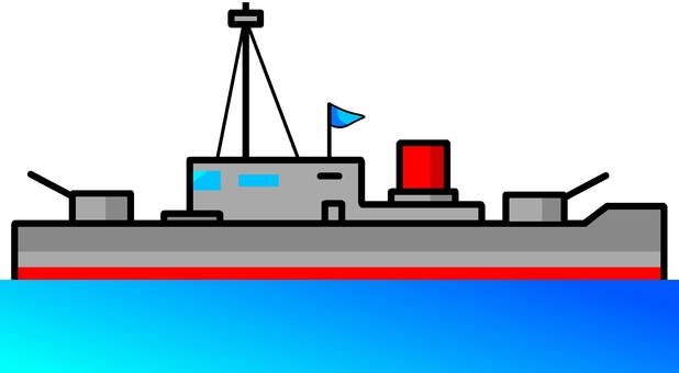 装甲艦 ミリタリー,船,軍艦,装甲艦,煙突,大型船,兵器,武器,海,蛍光色のイラスト素材