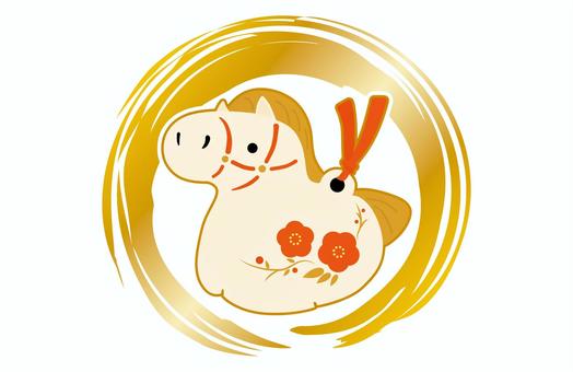 2026年馬年の年賀状イラスト素材　3 午年,午,2026年,2026,馬,馬年,年賀状,お正月,１月,冬のイラスト素材