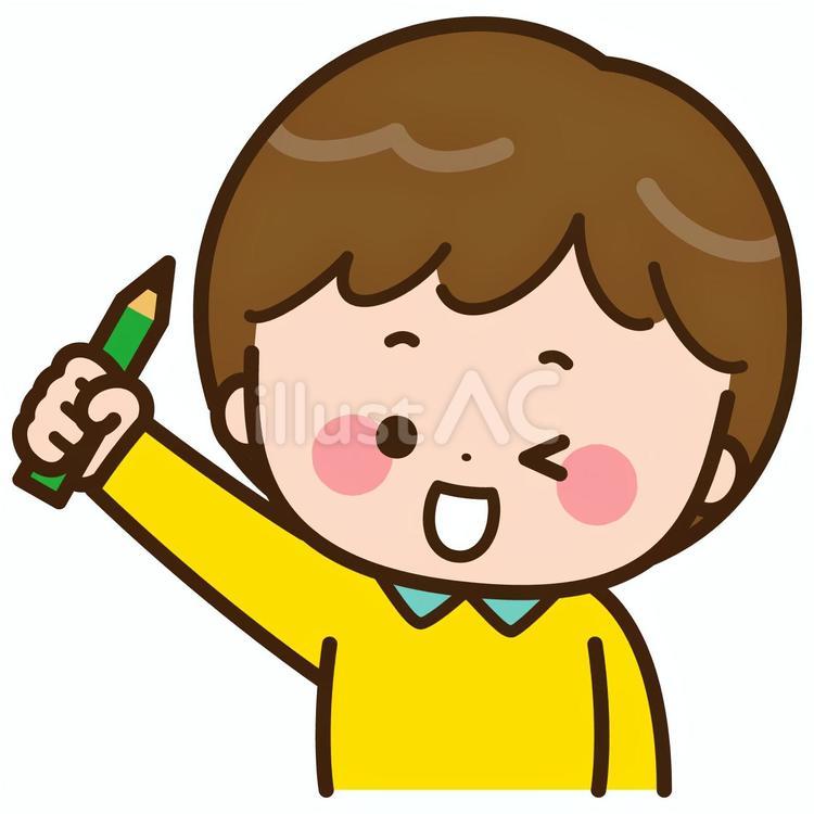 鉛筆を持ってウィンクする男の子 鉛筆,勉強,学ぶのイラスト素材