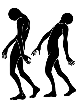 横に歩くホラーな人影① 人物,人影,ホラー,個別,歩く,横向き,全身,黒色,一色,大人のイラスト素材