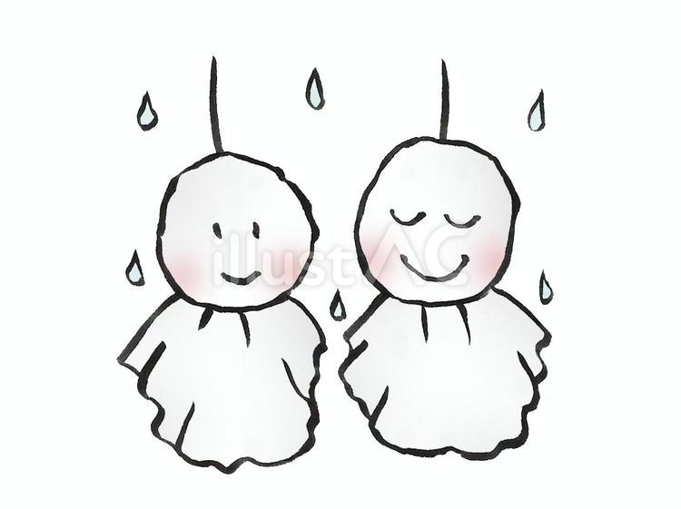 てるてる坊主二つ てるてる坊主,梅雨,雨のイラスト素材