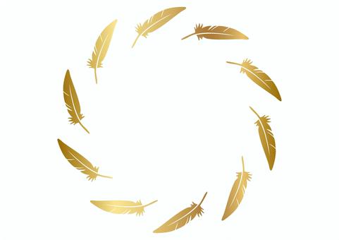 シンプルな羽のリングフレーム10枚　金 羽,フレーム,リング,鳥,飾り枠,シンプル,可愛い,シルエット,イラスト,ベクターのイラスト素材