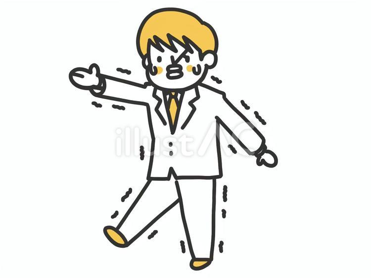 ガチガチに緊張して歩く男性 男性,歩く,歩行のイラスト素材