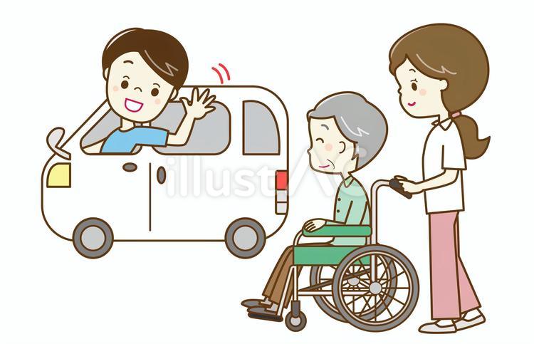 介護　車でお迎え1 介護士,デイサービス,介護タクシーのイラスト素材