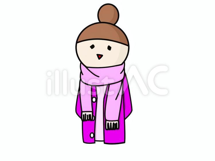 マフラーを巻いた女性 人物,女性,マフラーのイラスト素材