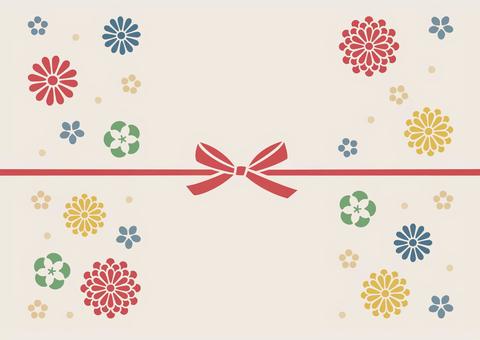 秋の敬老の日、和柄の花と蝶結びの水引01 秋,敬老の日,背景,和柄,祝,花,水引,蝶結び,リボン,和風のイラスト素材