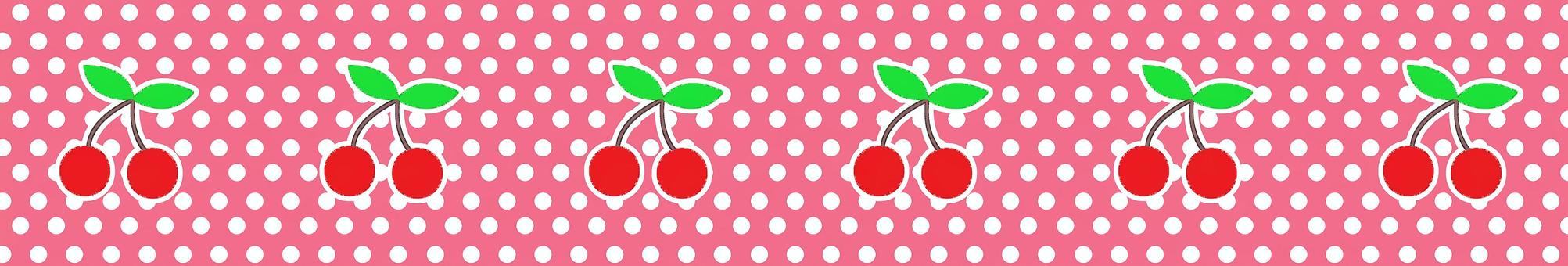 ピンクの水玉と赤いサクランボ