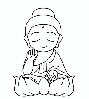 釈迦如来 ぬりえ 釈迦如来 ぬりえ 釈迦如来,釈迦,お釈迦様,仏教,仏陀,宗教,仏,神様,ぬりえ,線画のイラスト素材