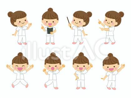 白衣の女性イラストセット