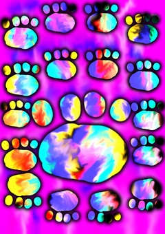 カラフルな肉球 肉球,抽象画,背景,壁紙,カラフルのイラスト素材