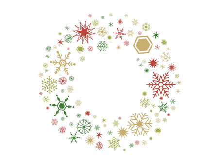 雪の結晶のクリスマスリースのイラスト