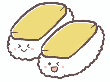 美味しい料理。食べ物の卵のお寿司 寿司,卵,回転寿司,ご飯,お米,酢飯,料理,食べ物,飲食店,お店のイラスト素材