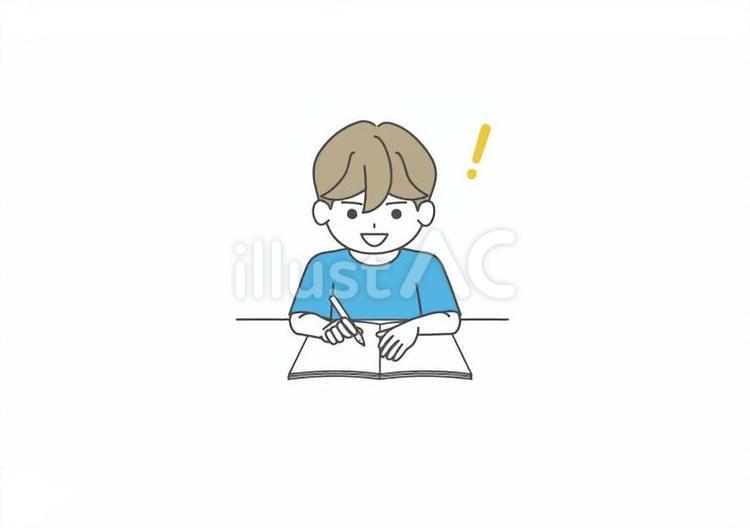 勉強をする小学生の男の子 子供,子ども,男の子のイラスト素材