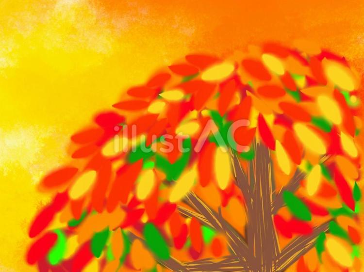 夕ぐれの中の秋の風景 秋,木,葉のイラスト素材