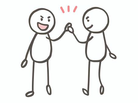 棒人間　あとは任せた 棒人間,人,2人,仲間,仲良し,友達,同僚,チーム,チームメイト,絆のイラスト素材