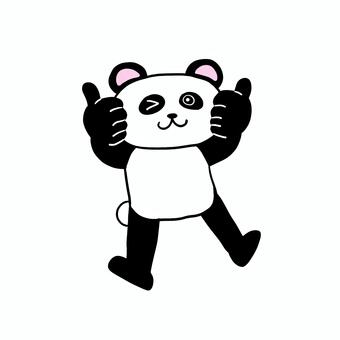 両手でグーサインするパンダ パンダ,動物,キャラ,ポップ,かわいい,了解,かしこまりました,ok,了承,採用のイラスト素材