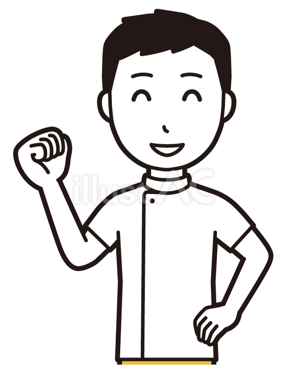  理学療法士男(黄)-212-バスト 笑顔,理学療法士,整体師のイラスト素材