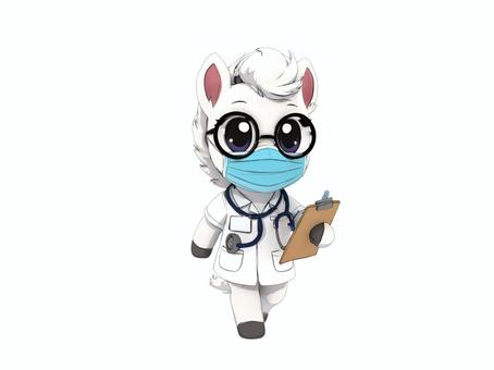 2026年賀状干支午馬ウマ回診中の看護師 年賀状,午,馬,ウマ,うま,午年,年賀状素材,医師,医者,看護師のイラスト素材