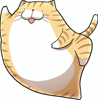 踊るネコ ネコ,動物,ペット,丸い,茶トラ,ゆるい,かわいい,ダンス,踊りのイラスト素材