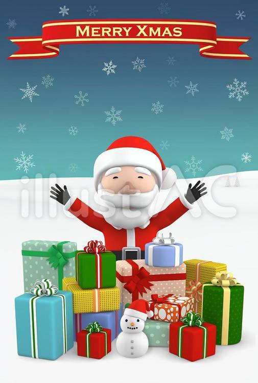 クリスマスカード　サンタのプレゼント メッセージ,merry,christmasのイラスト素材