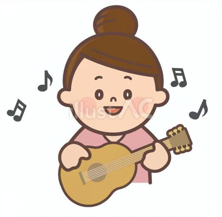 ギターを弾いている女性 音楽,ギター,楽器のイラスト素材