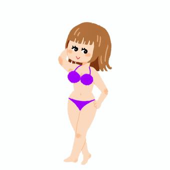 Illustration, sandhangan bathing, bikini, mangsa panas, 