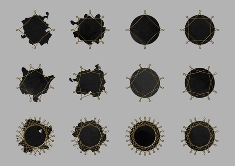 黒のマーブルテクスチャと金色のフレーム マーブル,アイコン,セット,クール,シンプル,高級感,シック,かっこいい,汎用,フレームのイラスト素材