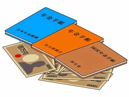 シンプルな年金手帳のイラスト素材セット3 年金手帳,手帳,年金,お金,証明書,福祉,シンプル,簡単,イラスト,素材のイラスト素材