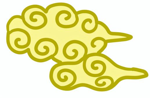 雲ぐるぐる 雲,もくもく,煙,漂う,ぐるぐる,きんとん,筋斗雲,黄色,浮かぶのイラスト素材