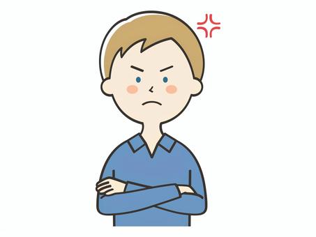 腕組みして怒る白人男性 腕組みして怒る白人男性 怒る,叱る,説教,イライラ,不満,厳しい,ストレス,怒り,指導,男性のイラスト素材