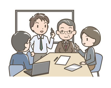 オフィス007 会議,打ち合わせ,プレゼン,説明,企画,オフィス,仕事,働く,会社,ビジネスのイラスト素材