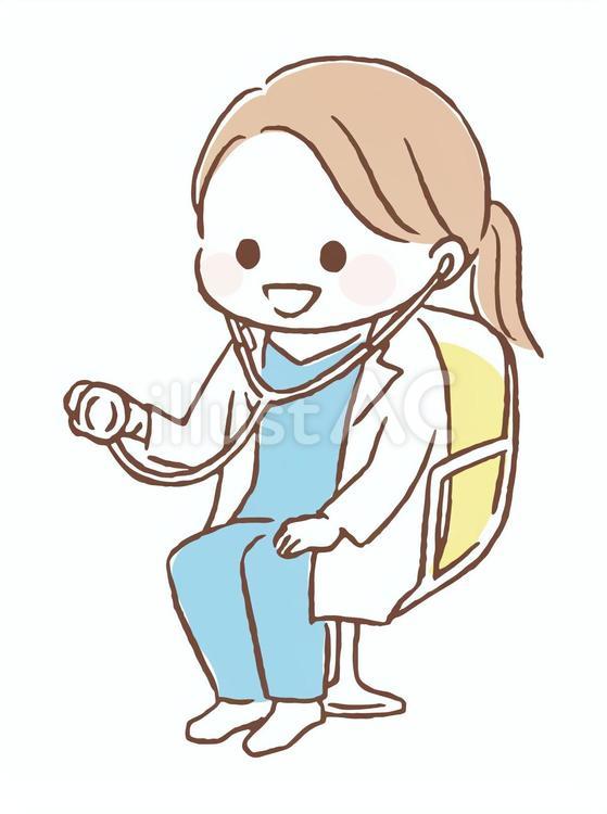 子供の職業体験　医者 子ども,医者,聴診器のイラスト素材