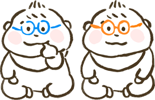 めがねをかけた赤ちゃん めがね,赤ちゃん,子ども,弱視,双子,視力,乱視のイラスト素材