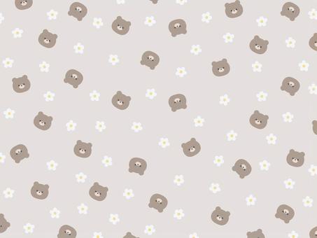 くすみカラーのかわいいクマ柄の背景素材 くま,花,白い花,シンプル,柄,パターン,背景,模様,テクスチャー,デザイン素材のイラスト素材