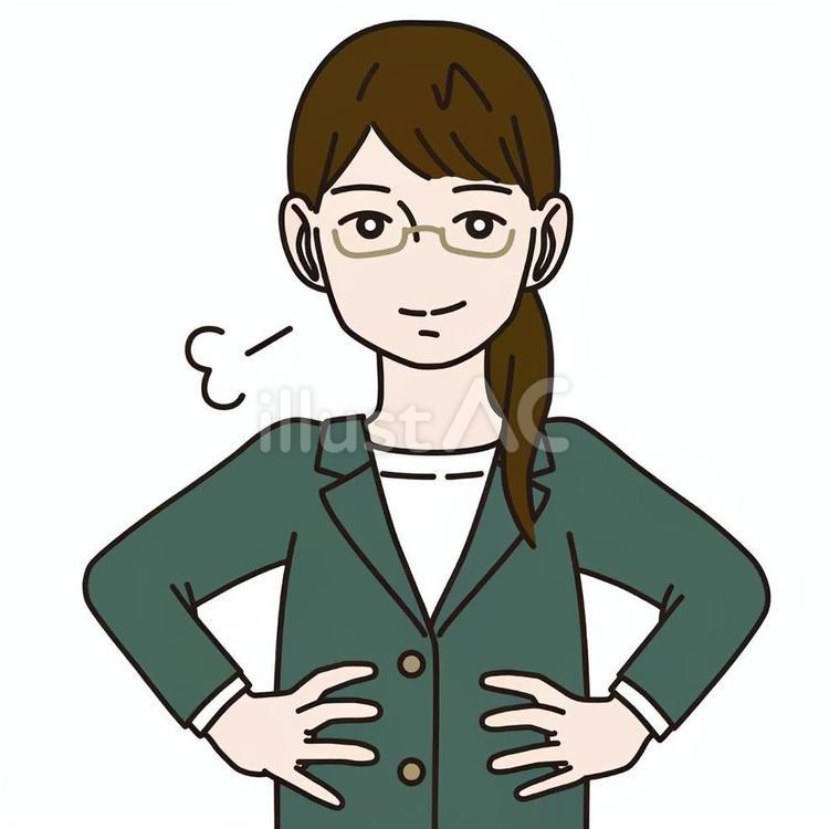 【アイコン用画像】女性_得意げ_7 女性,表情,感情のイラスト素材