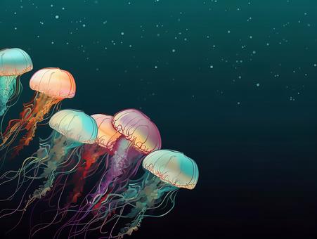 Illustration, jellyfish, sea, water, 