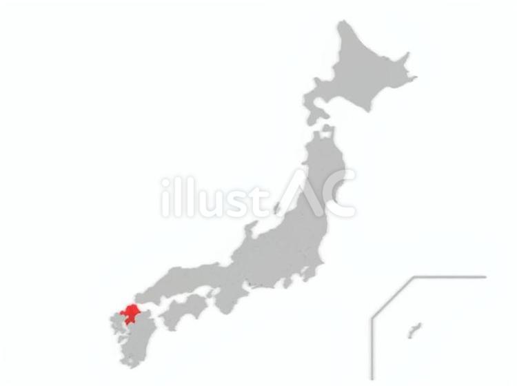 日本_福岡県 福岡県,日本,地図のイラスト素材