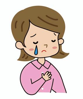 心を痛める女性のイラストです 女性,女の人,人物,表情,泣く,涙,悲しい,つらい,ショック,落ち込むのイラスト素材