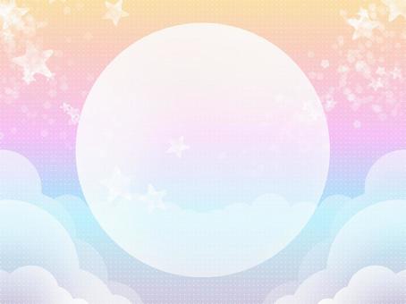 ファンタジーな壁紙1 カラフル,ふわふわ,背景,キラキラ,ゆめかわ,ファンタジー,綺麗,雲,月,満月のイラスト素材