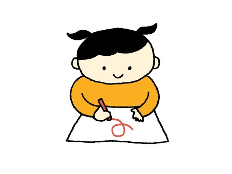 クレヨンで絵を描く女の子 クレヨンで絵を描く女の子 子供,クレヨン,絵,お絵かき,幼児,幼稚園,保育園,小学生,学校,教室のイラスト素材
