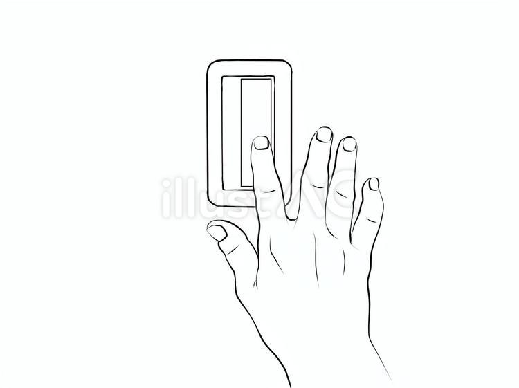 スイッチを押す手・線画 スイッチ,つける,消すのイラスト素材