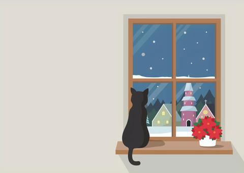 冬の街並みが見える窓と猫とポインセチア 冬の街並みが見える窓と猫とポインセチア 冬,猫,ポインセチア,街並み,雪,窓,部屋,季節,おしゃれ,コピースペースのイラスト素材