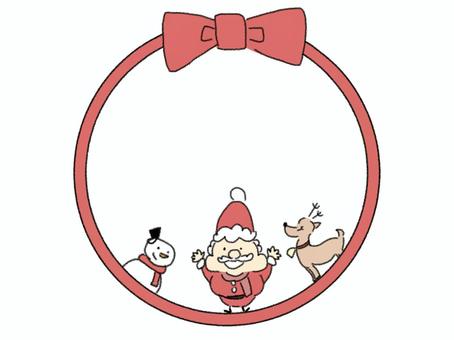サンタ　トナカイ　雪だるま　リボンの輪