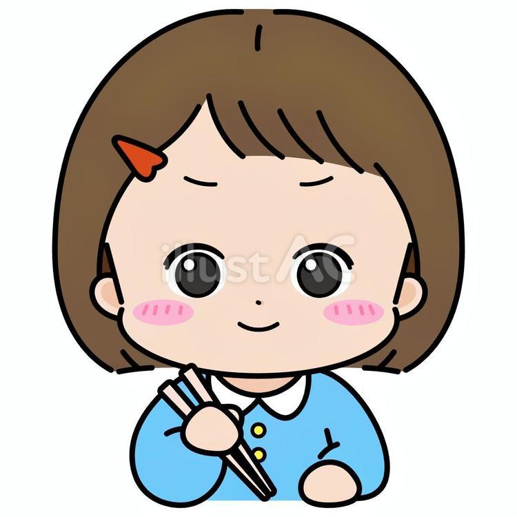 右手でお箸を持つ女の子 人物,子共,右手のイラスト素材