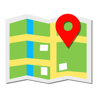 折れたマップとピン ピン,マップマーカー,マーカー,ポインター,現在地,位置情報,目的地,地図,地図記号,シンプルのイラスト素材